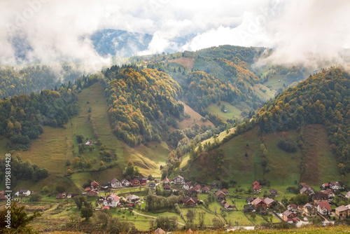 Romania, Transylvania. Colorful, white mountain landscape. photo