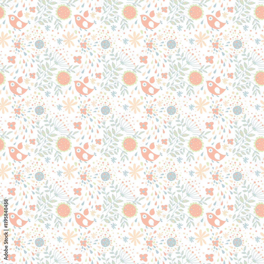 Garden floral paper, seamless fabric with ornamental pattern Garden floral paper, seamless fabric with ornamental pattern