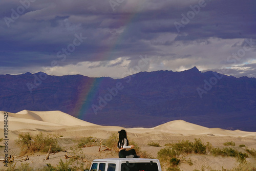 Golden Sand with rainbow at Dunes Death Valley National Park