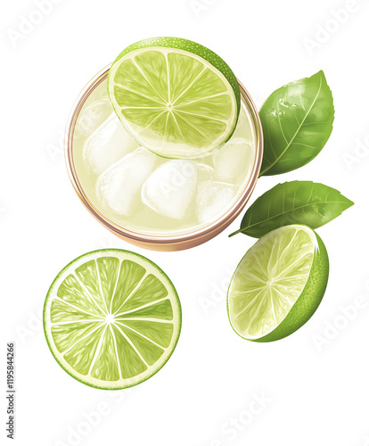 Wallpaper Mural A refreshing Moscow mule cocktail with lime slices and green leaves, garnished elegantly. Isolated on transparent white background, png	
 Torontodigital.ca