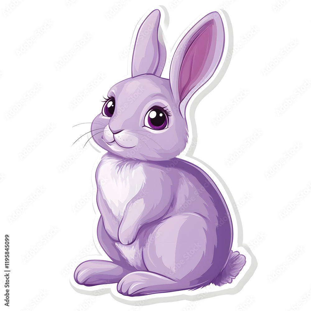 Obraz premium Minimalistic Purple Rabbit Design in Flat Vector Style