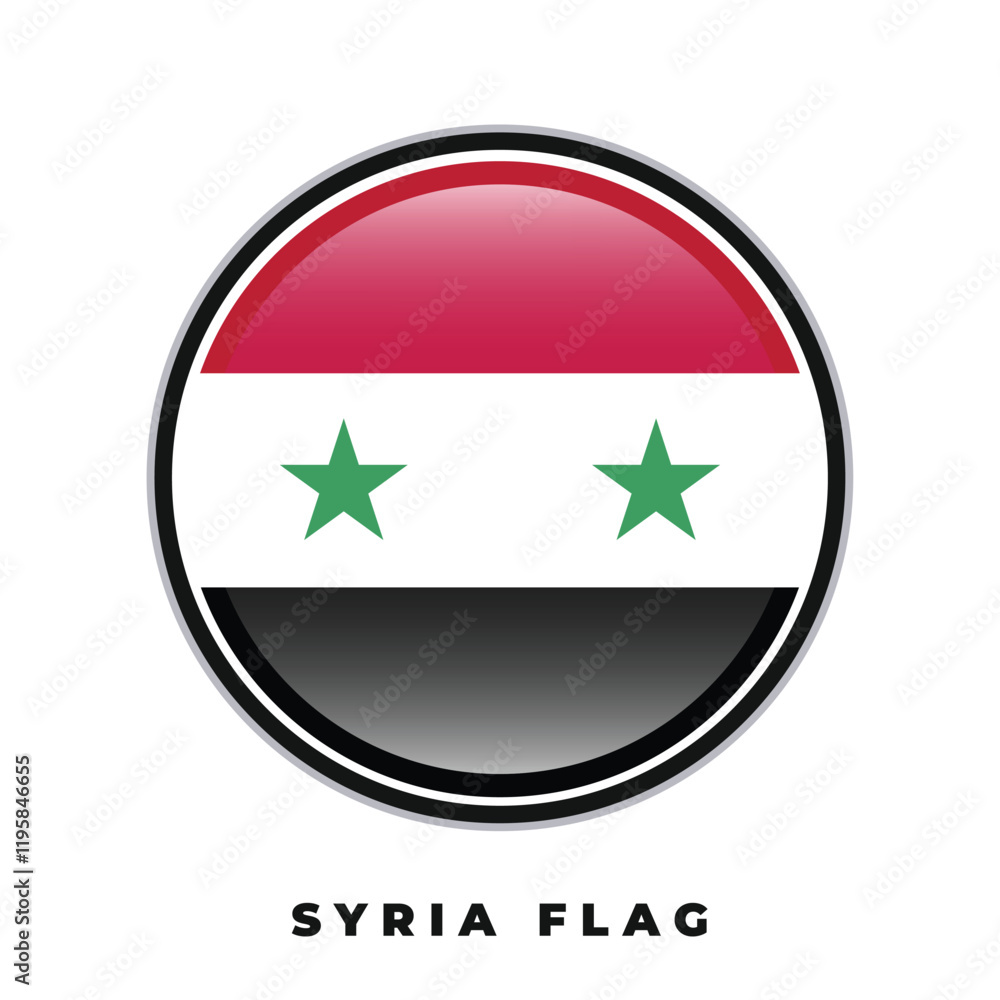 Syria flag round design icon circle vector template Syria flag round design icon circle vector template