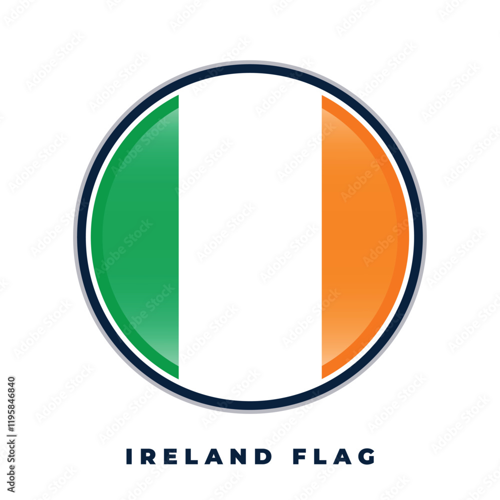 Ireland flag round design icon circle vector template Ireland flag round design icon circle vector template