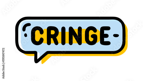 Cringe speech bubble icon, yellow-blue design