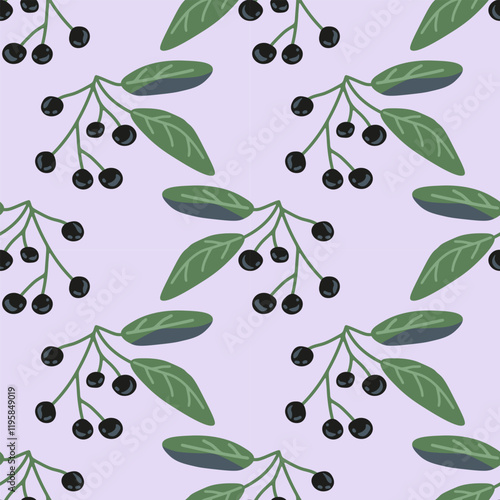 Seamless maqui berries vector pattern