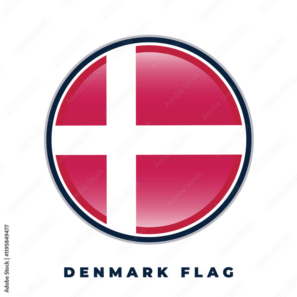 Obraz premium Denmark flag round design icon circle vector template