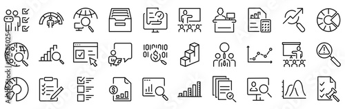 Analysis line web icons. infographic, analytics. Editable stroke. Vector illustration.