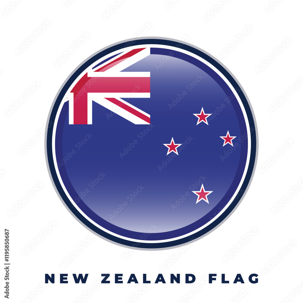 New Zealand flag round design icon circle vector template New Zealand flag round design icon circle vector template