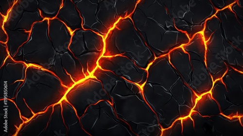Abstract geometric background. Explosion power design with crushing surface. The fire shines through the cracked surface. 3d illustration.