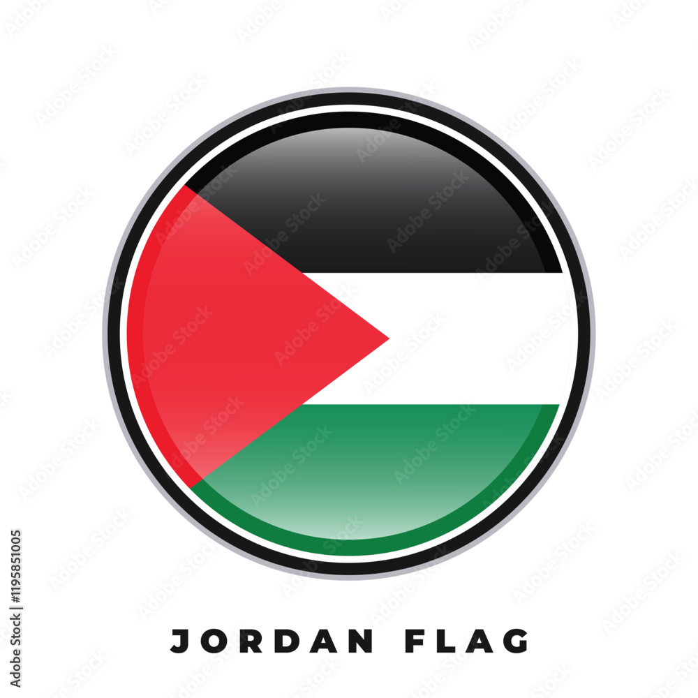 Jordan flag round design icon circle vector template Jordan flag round design icon circle vector template