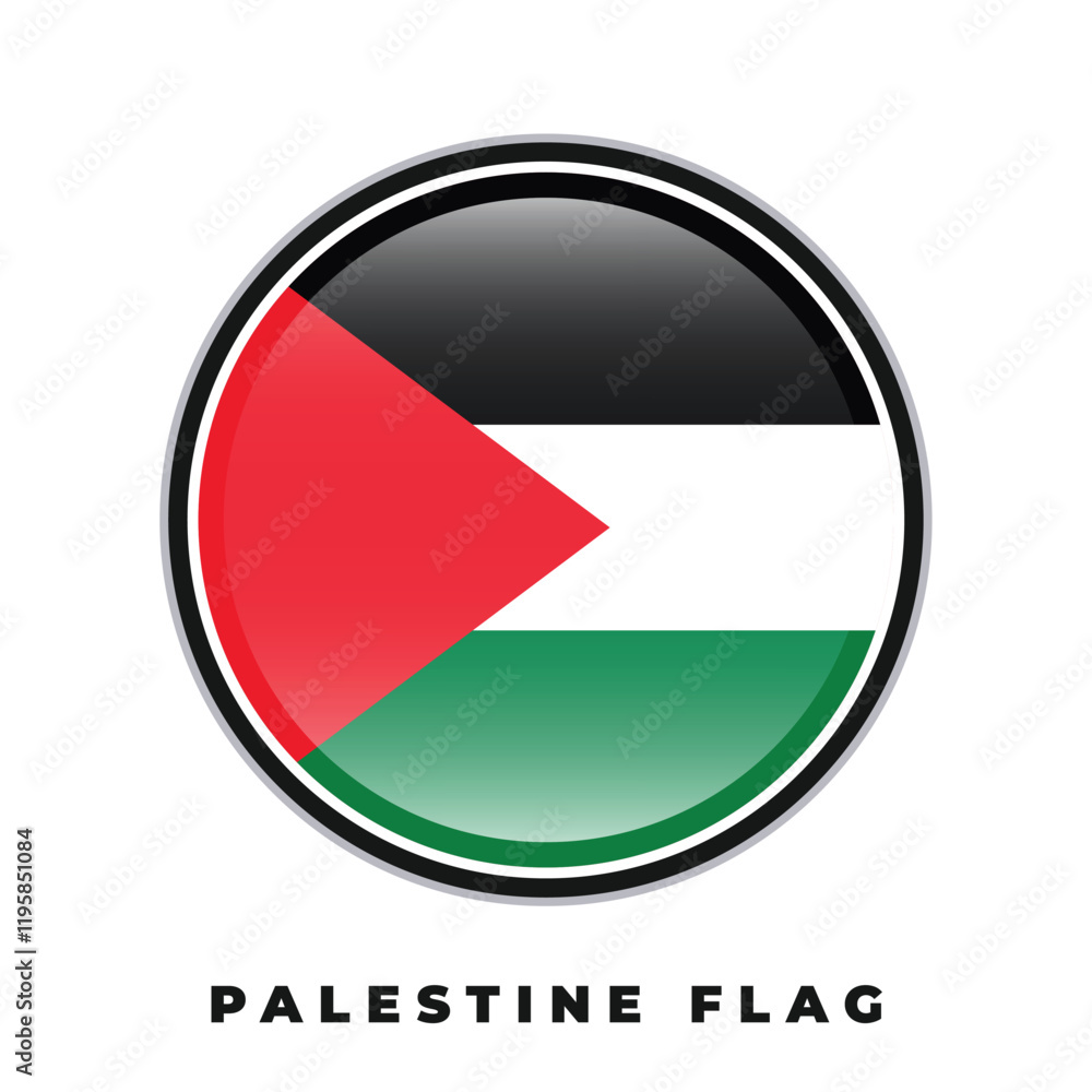 Palestine flag round design icon circle vector template Palestine flag round design icon circle vector template