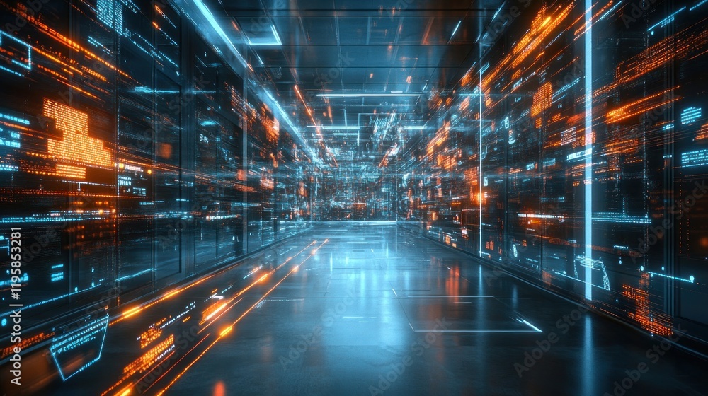Futuristic Data Corridor Digital Information Highway Futuristic Data Corridor Digital Information Highway