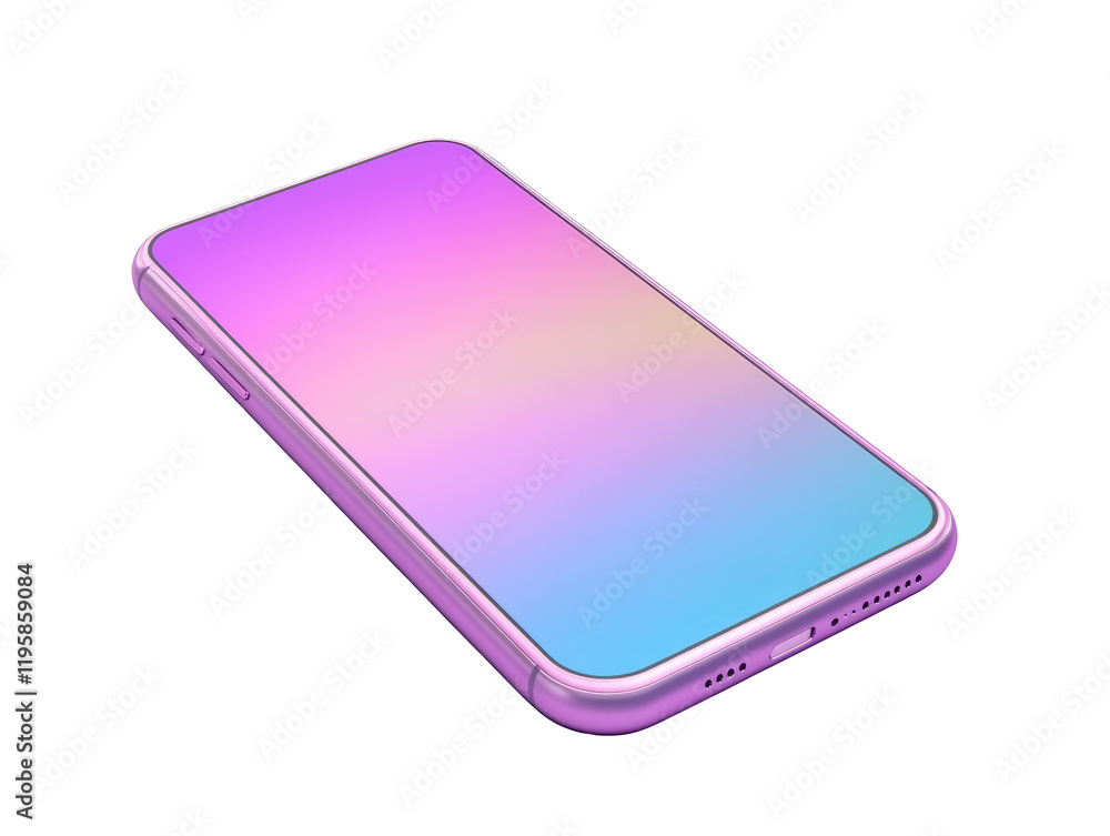 Isolated Modern Smartphone with Gradient Screen Isolated Modern Smartphone with Gradient Screen