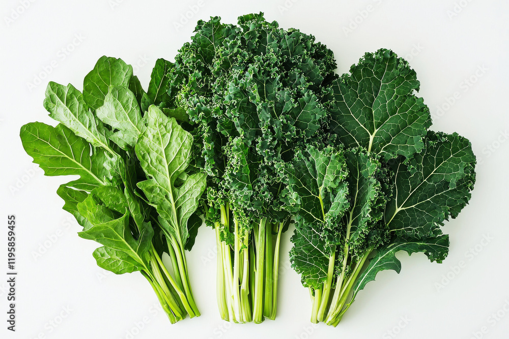Fresh kale leaves on white background Fresh kale leaves on white background
