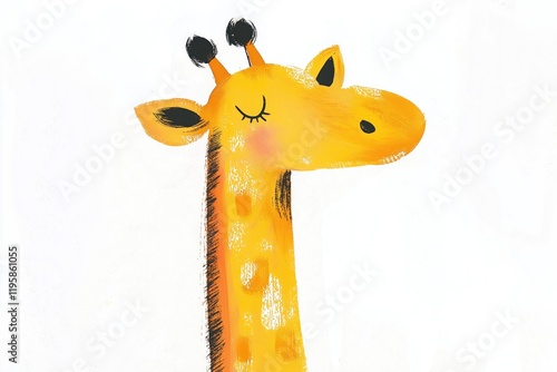Cheerful giraffe with playful expression, vibrant colors, and wh