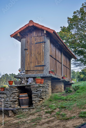 Spain, Galicia. Herero along the Camino de Santiago (Way of St. James) betwee...