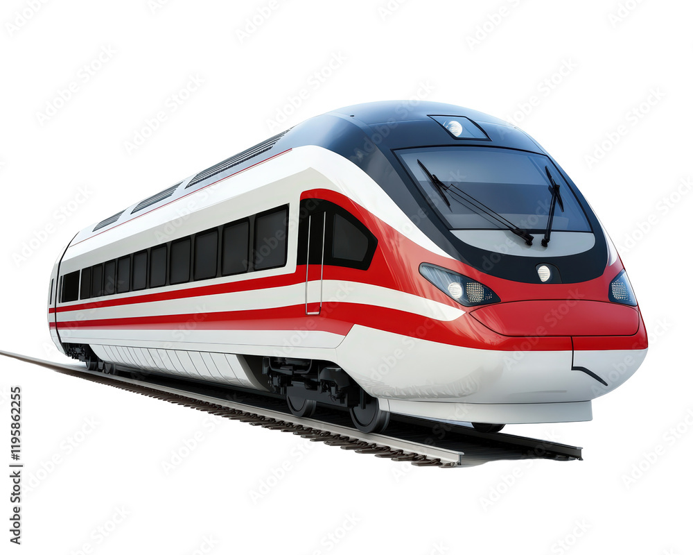 Fototapeta premium Isolated Modern Red and White High Speed Train