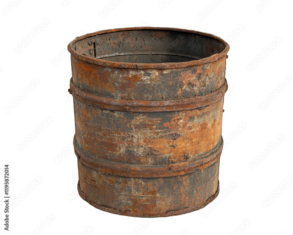 Isolated Rusted Metal Barrel Container Isolated Rusted Metal Barrel Container