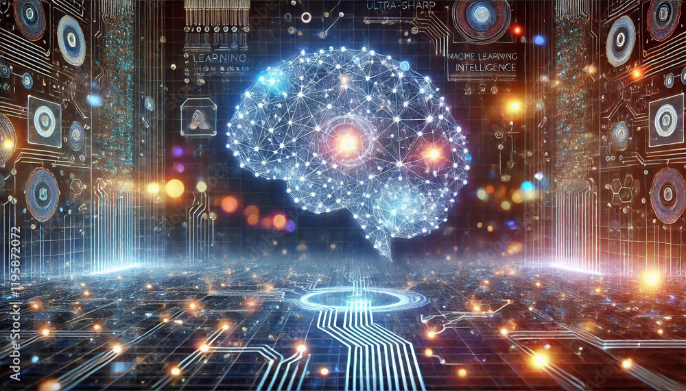 Fototapeta premium Fintech innovation in artificial intelligence and big data analysis with cybernetic brain