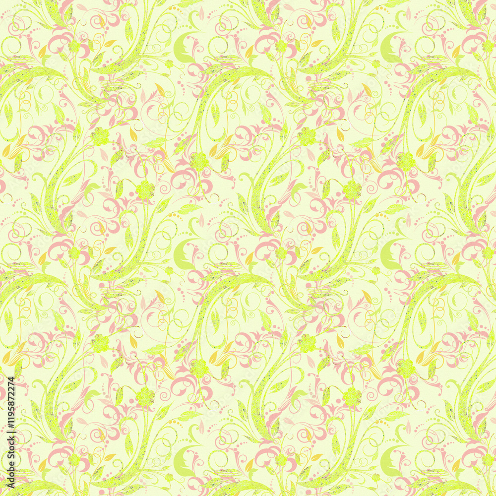 Garden floral paper, seamless fabric with ornamental pattern Garden floral paper, seamless fabric with ornamental pattern