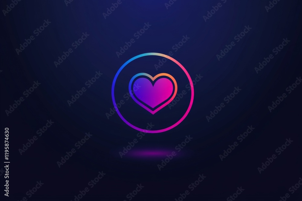 Glowing neon heart icon outlined with vibrant blue and pink hues on a dark background symbolizing futuristic love energy and emotional connections for modern design projects Glowing neon heart icon outlined with vibrant blue and pink hues on a dark background symbolizing futuristic love energy and emotional connections for modern design projects