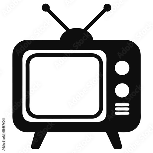 Television silhouette vector, tv icon symbol art, retro tv illustration  