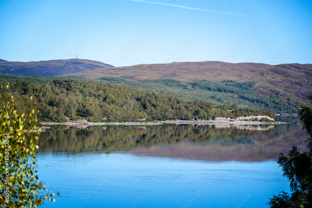 Obraz premium View across Loch Luichart in the Scottish Highlands
