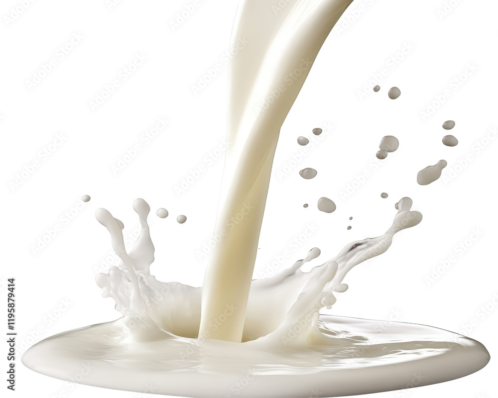 Fototapeta premium Isolated Milk Pouring with Splashes