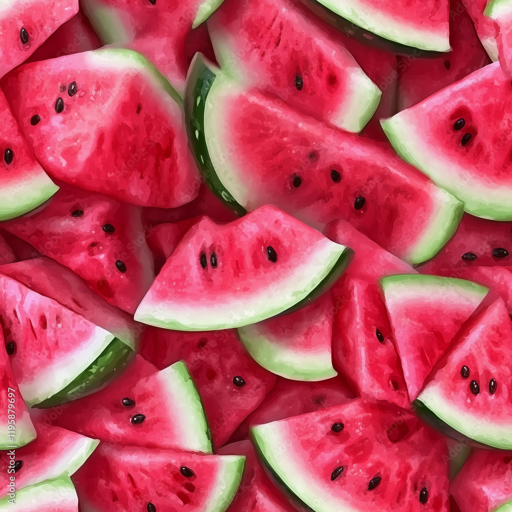 A close up of watermelon slices with black seeds A close up of watermelon slices with black seeds