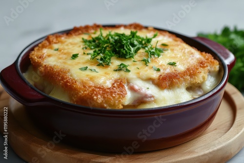 Wallpaper Mural Deliciously baked creamy dish topped with golden crust and fresh herbs perfect for a cozy dinner night Torontodigital.ca