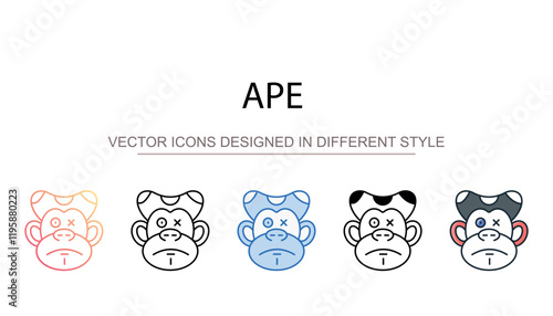 Ape icon design with white background stock illustration