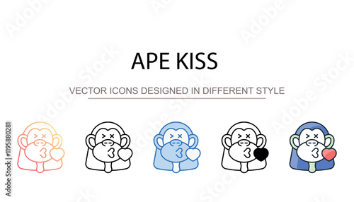 Ape kiss icon design with white background stock illustration
