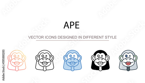Ape icon design with white background stock illustration