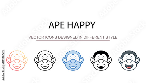 Ape Happy icon design with white background stock illustration