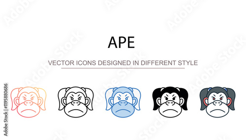 Ape icon design with white background stock illustration