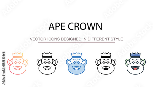 Ape Crown icon design with white background stock illustration