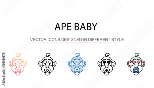 Ape Baby icon design with white background stock illustration