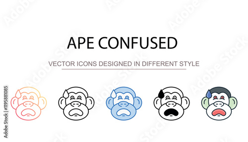 Ape Confused icon design with white background stock illustration