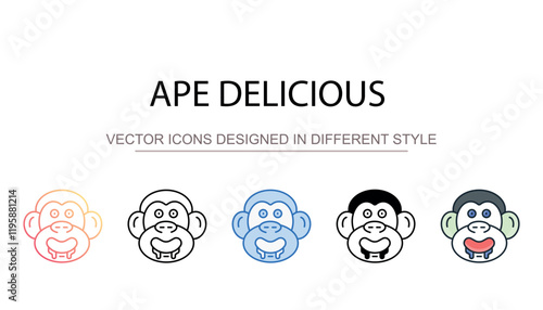 Ape Delicious icon design with white background stock illustration