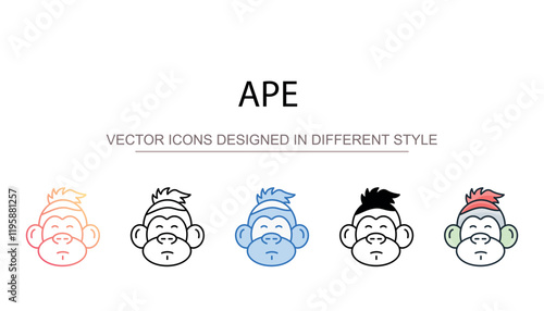 Ape icon design with white background stock illustration