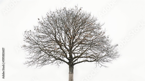 A beech tree with smooth gray bark isolated on white background photo