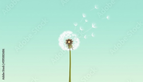 Wallpaper Mural 4K HD Wallpaper of A single dandelion with its seeds floating in the breeze. Anime Background. HD Backgrounds Torontodigital.ca