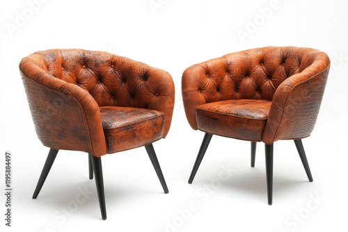 Two Brown Leather Armchairs photo