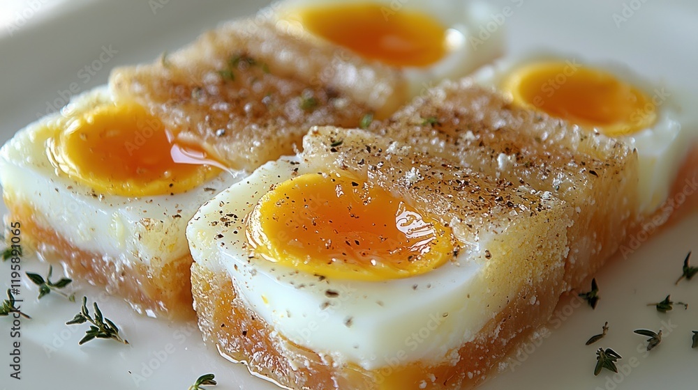 Delicious Baked Eggs with Crispy Polenta and Thyme Delicious Baked Eggs with Crispy Polenta and Thyme