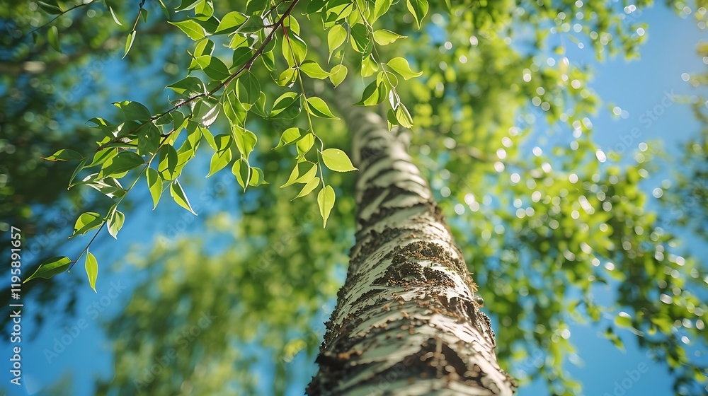 Fototapeta premium A poplar tree with fluttering leaves