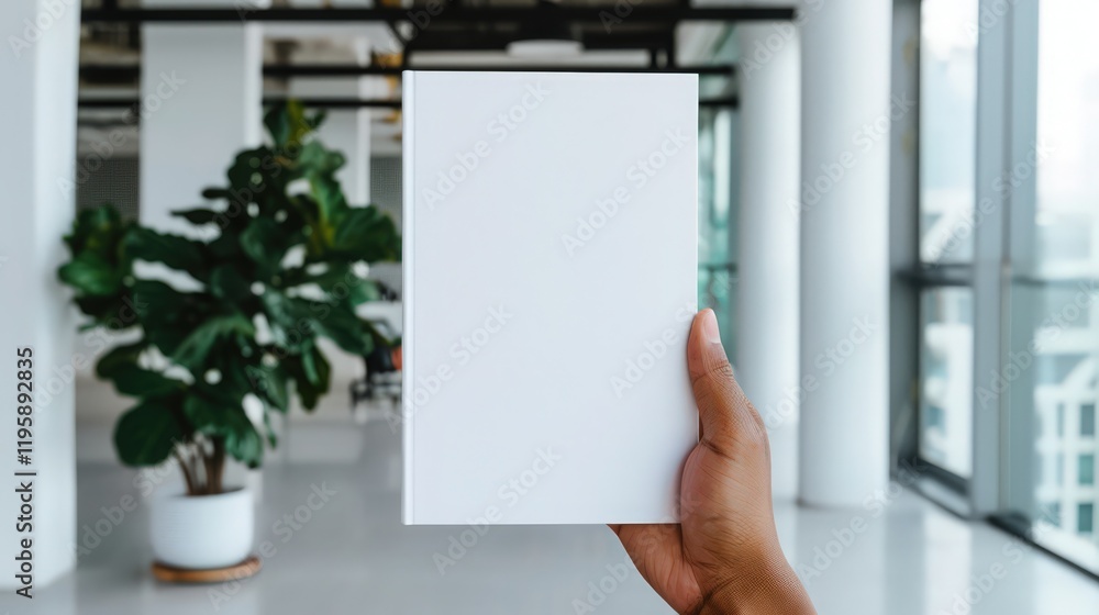 A person is holding a white book in their hand A person is holding a white book in their hand