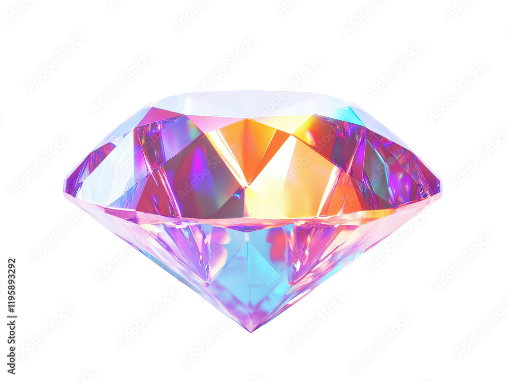 Isolated Iridescent Diamond Gemstone Isolated Iridescent Diamond Gemstone