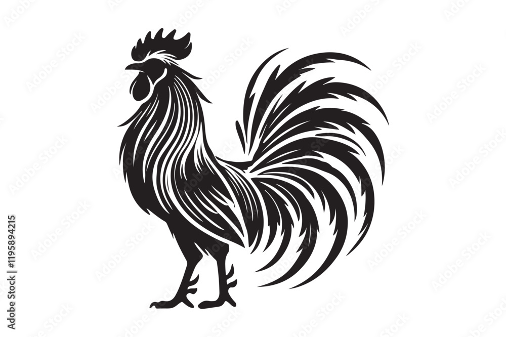Rooster drawing silhouette Rooster drawing silhouette