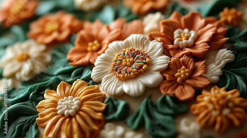 A close-up of a Mexican Independence Day cake with a beautiful design incorporating the colors of the Mexican flag. 378 photo