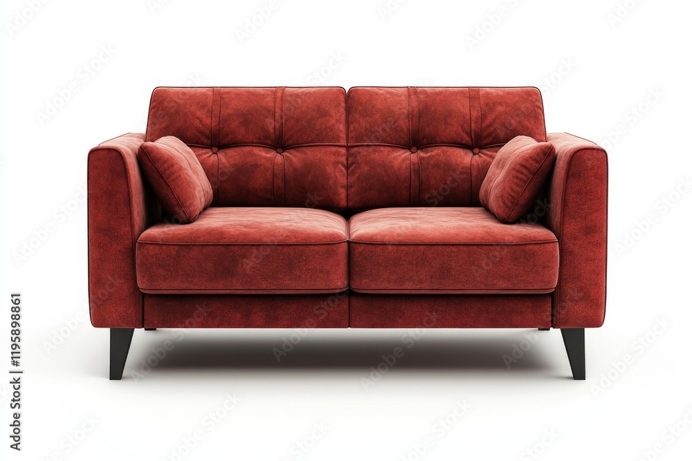 Red Velvet Sofa with Button Tufting Red Velvet Sofa with Button Tufting